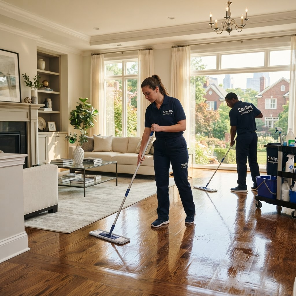 Sterling Cleaning Crew professionals cleaning an upscale Richmond home